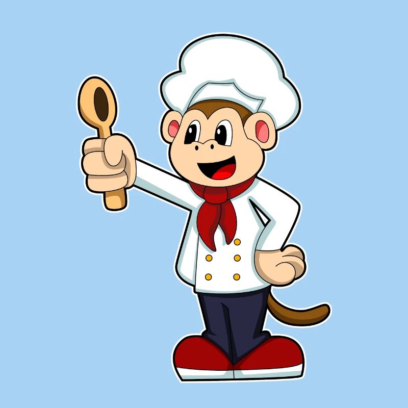 Affe Koch Kochlöffel Kochen