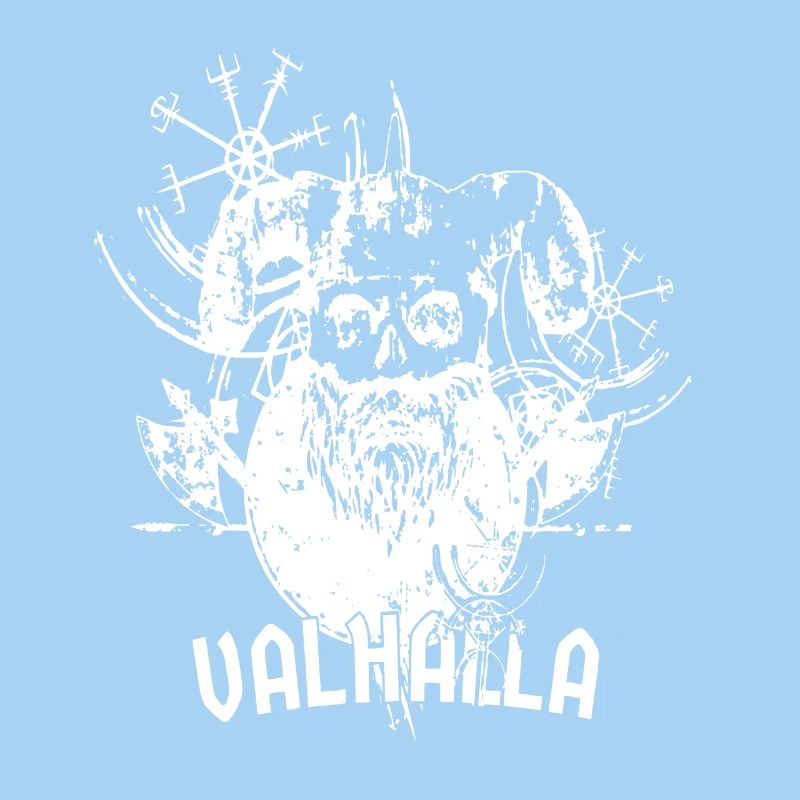 Bearded Viking skull in white