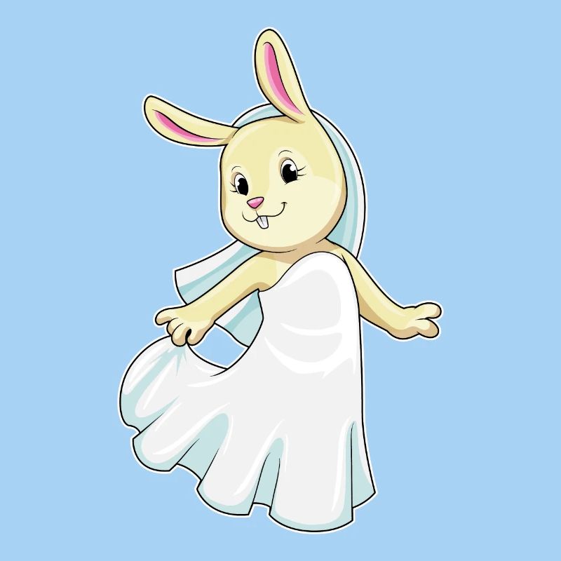 Lapin comme mariée avec voile