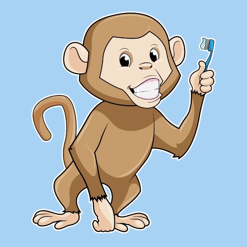 Singe avec brosse à dents