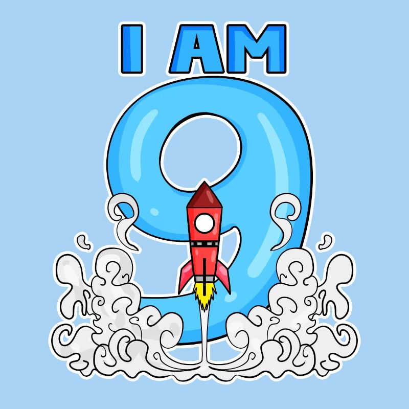 9th birthday - 9 years old Young rocket astronaut