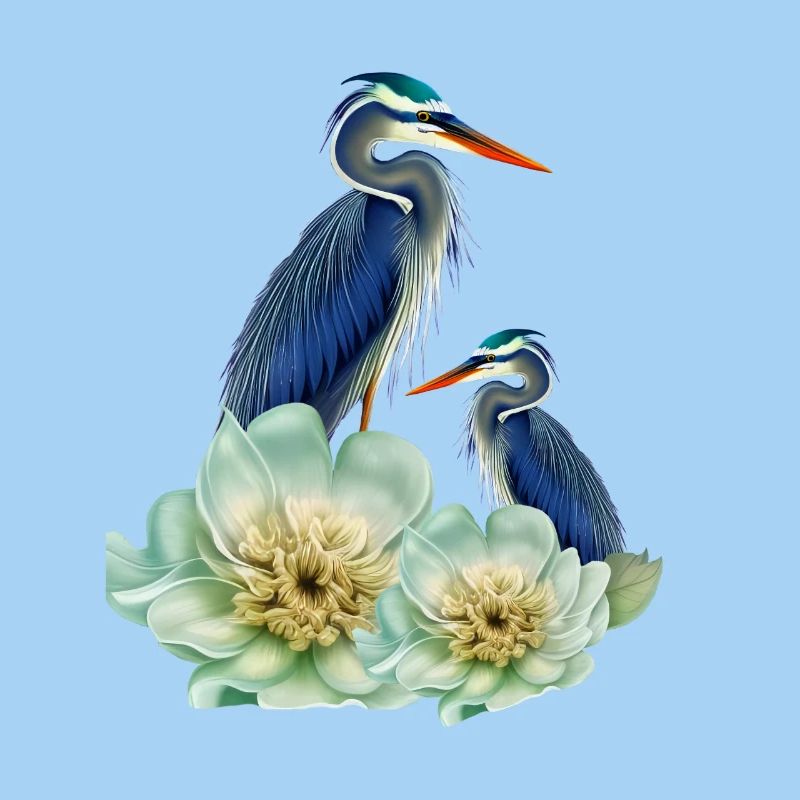 Der elegante Kranich mit Blumen