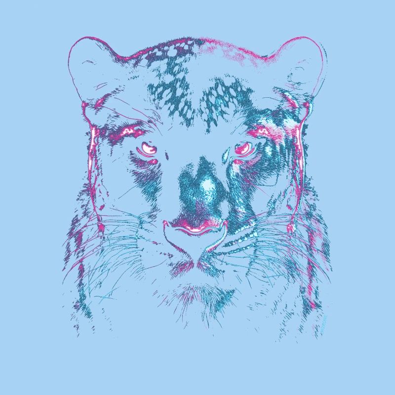 Cyber Panthère Noire Face - Black Panther - Néon