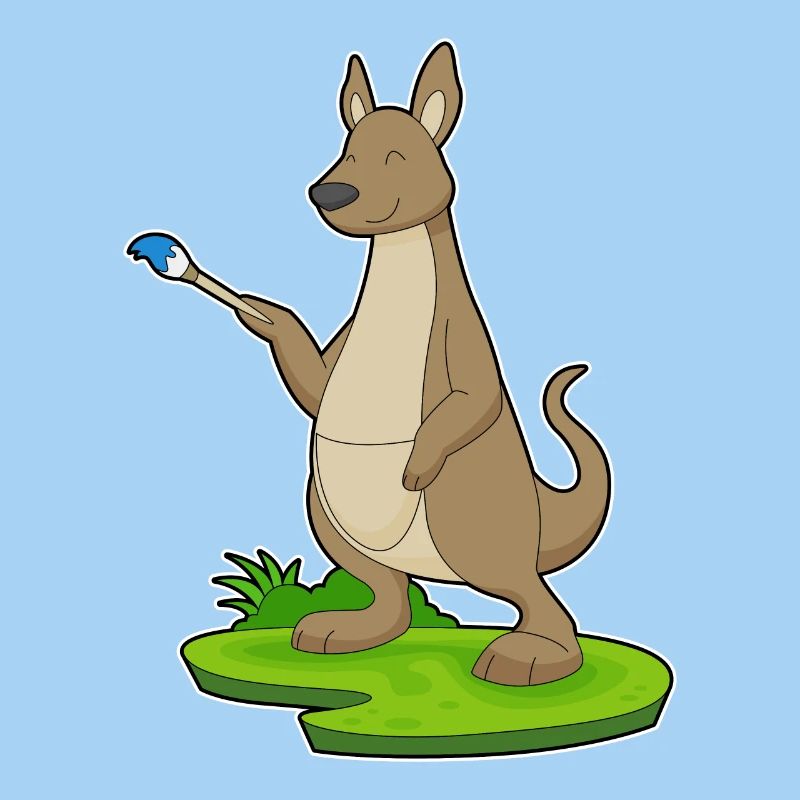 Kangaroo Painter Brush Painting