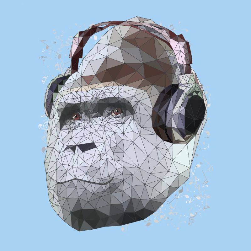 Gorilla mit Kopfhörern Low Poly Pop Art Kunst