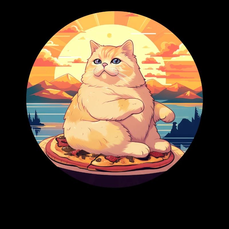 Sunset Feast: Chubby Cat Enjoys