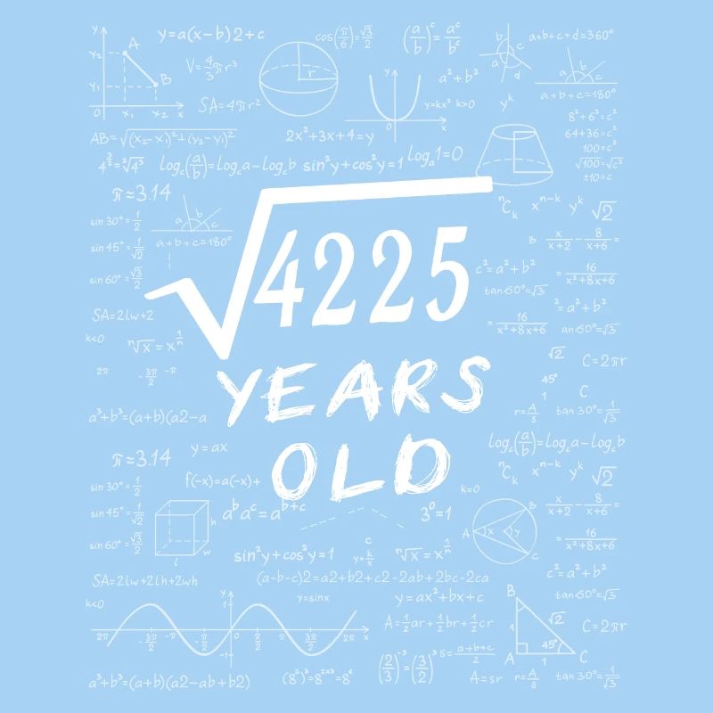 65e Anniversaire 65 ans Racine carrée de 4225 math