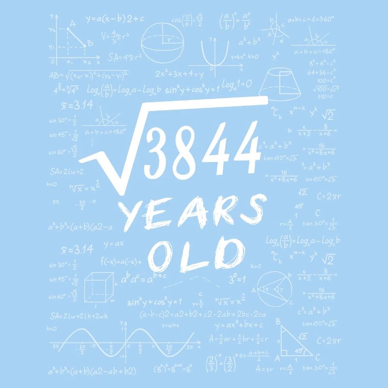 62e Anniversaire 62 ans Racine carrée de 3844 math