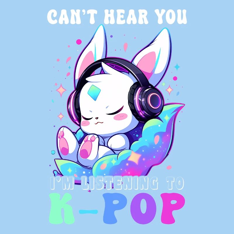 Bunny With Headphones Chibi Kawaii K-Pop Rabbit