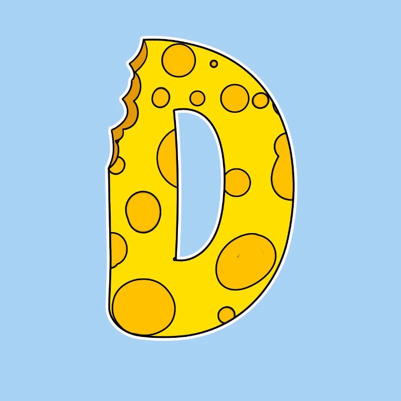 Lettre D - Lettre initiale D - Motif Fromage