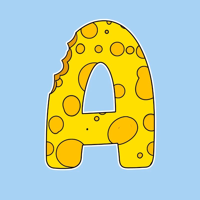 Letter A - Initial Letter A - Cheese Motif