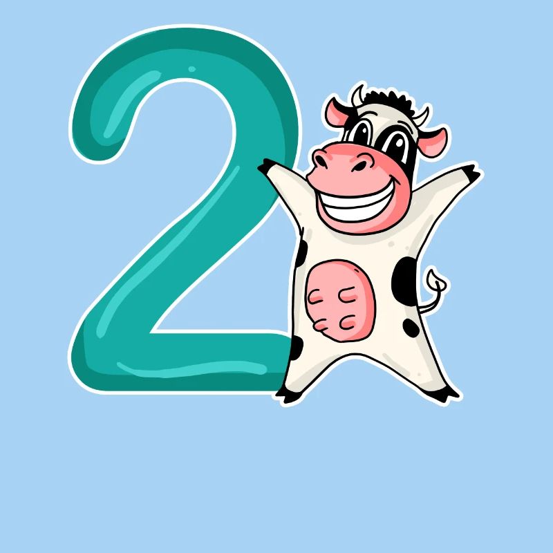 Motif 2e anniversaire Vache - Deux ans
