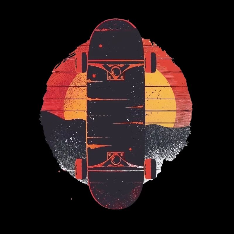 Skateboard Sunset Retro Style
