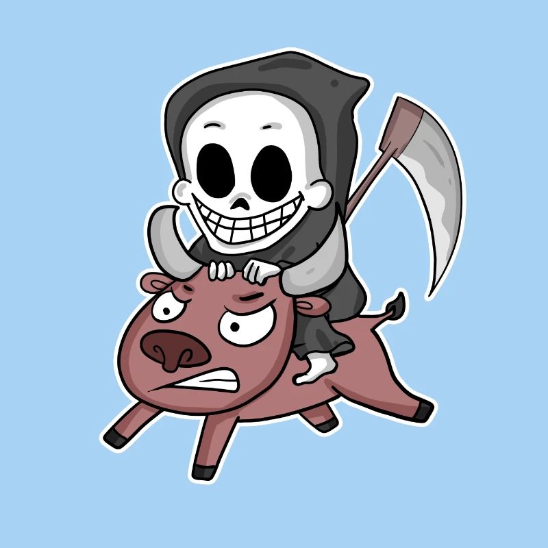 Sensenmann Rind Motiv