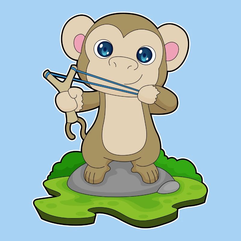 Affe Steinschleuder
