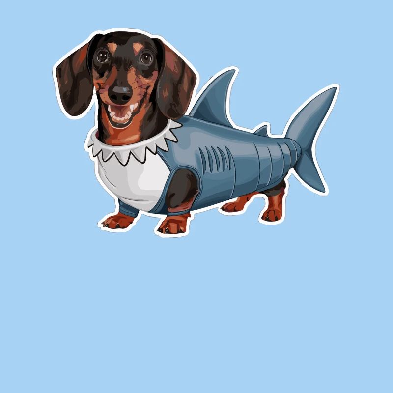Teckel En Costumes Drôle Requin
