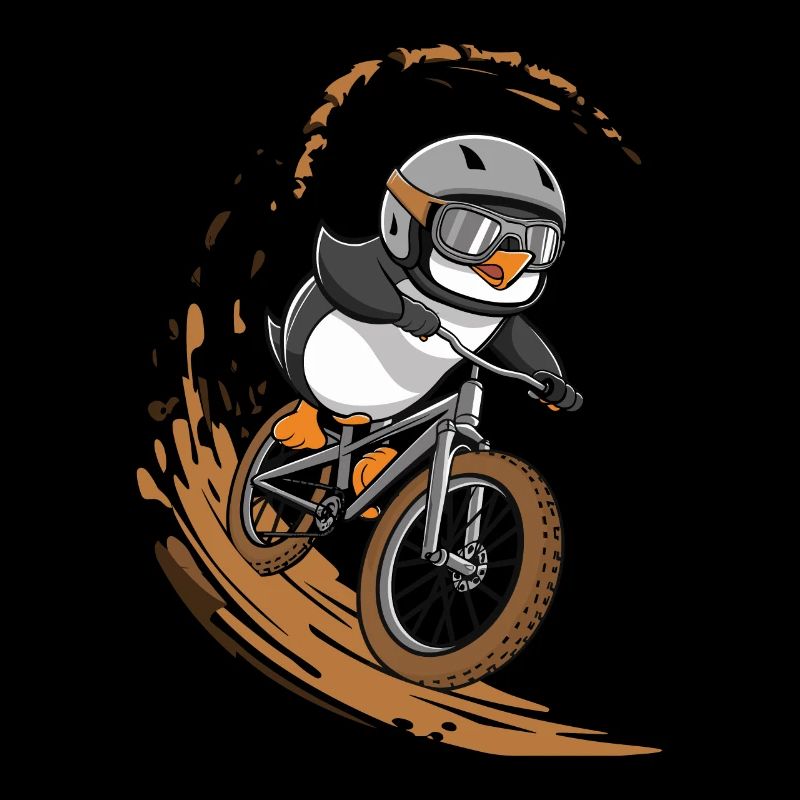 Fahrradfahrender Pinguin Spaß