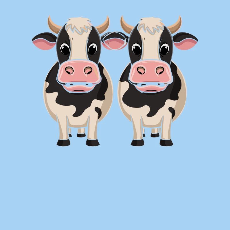 Zwei Süße Kühe Cartoon Illustration