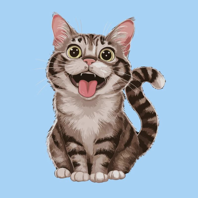 Fröhliche Getigerte Katze Mit Weit Geöffneten