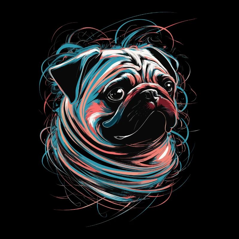 Pug Art Drawing Abstraktes Tier Illustration