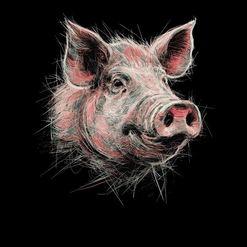 Pig Drawing Abstract Animal Artwork
