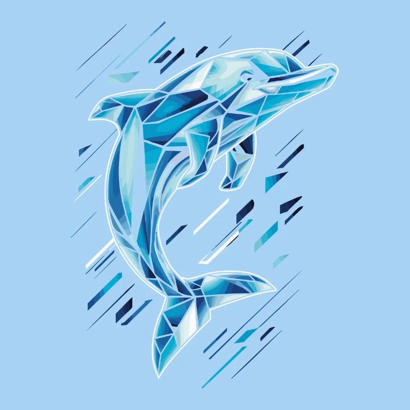 Geometric Dolphin in Blue Tones