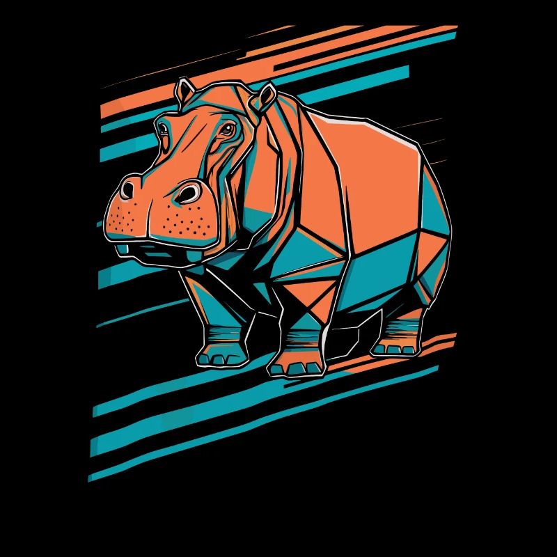 Geometric Hippo Art Design