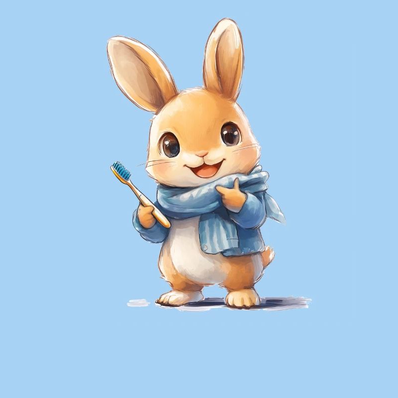 Rabbit with toothbrush