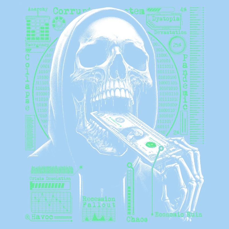 Hacker Skull Eating Dollar - Anarchy & Corruption