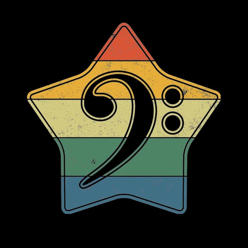 Clé de Fa Note de Musique Rétro Vintage Star