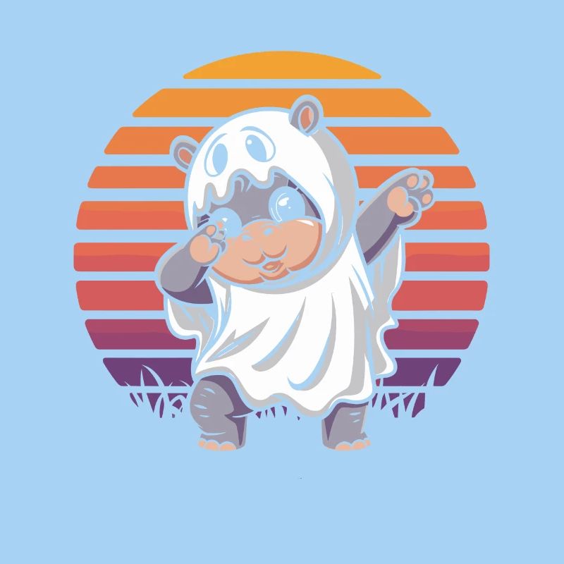 Dabbing Moo deng Dabender Ghost Hippo Halloween