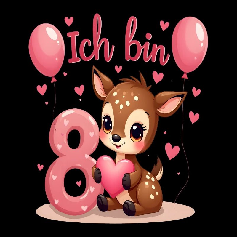 Süßes Reh Ich bin 8 Kinder 8. Geburtstag Mädchen