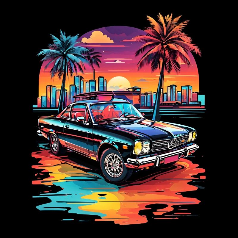 Retro Car Cruiser at Sunset