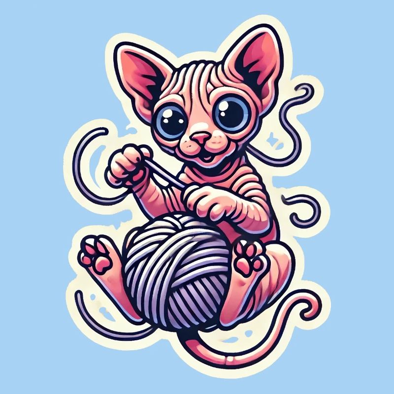Süßes Sphynx-Kätzchen, das mit einem Garn spielt