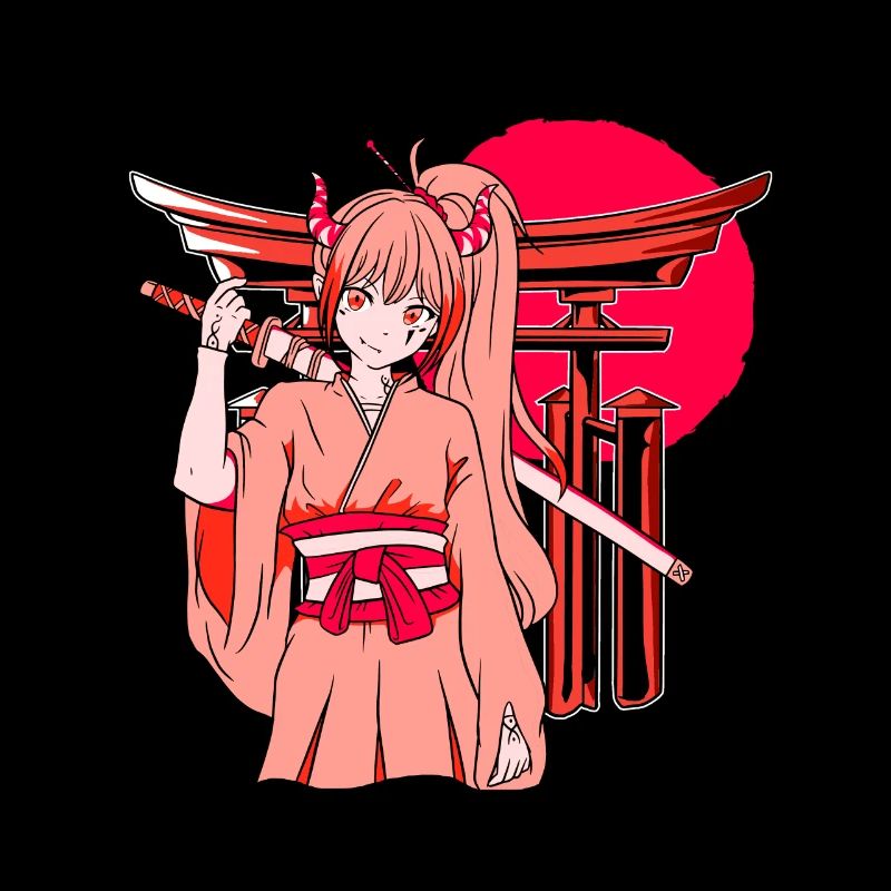 Kanji Katana Japanisches Mädchen Ninja Samurai
