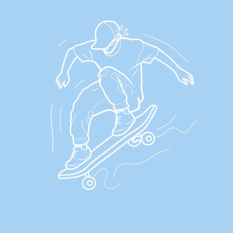 Skateboarding Junge Line Art