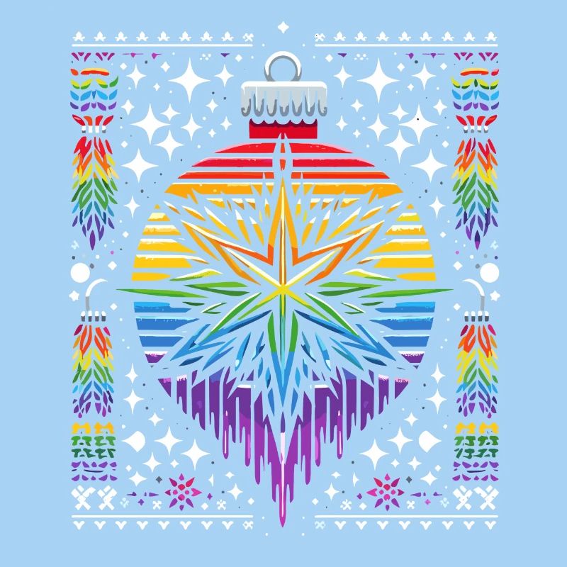 Christbaumkugel Strickmuster Regenbogen LGBTQ+