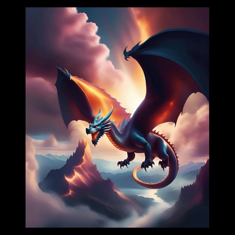Dragon flying over the mountains