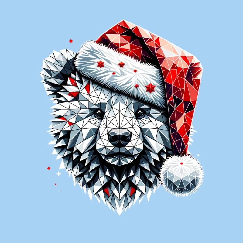 Polygon Kunst Eisbär Weihnachtsmütze Original