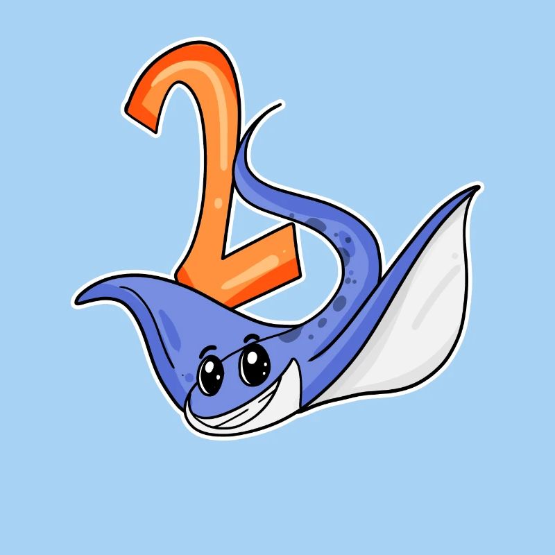 2 Motif d’anniversaire Stingray - Deux ans