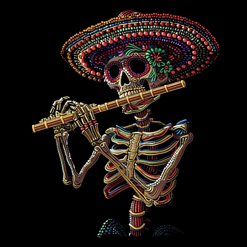 Flute Mexican Skeleton