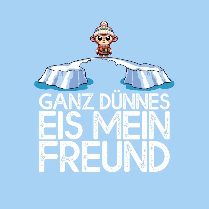 Ganz dünnes Eis mein Freund Affe auf Eisscholle