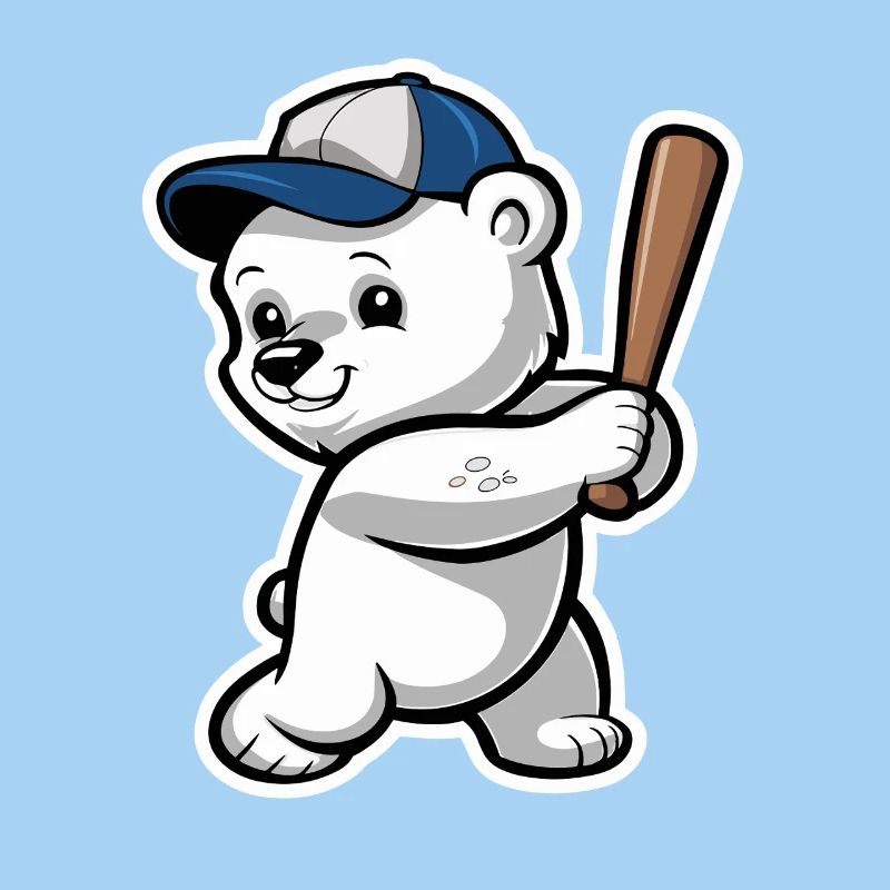 Cute Baseball Bear With Bat
