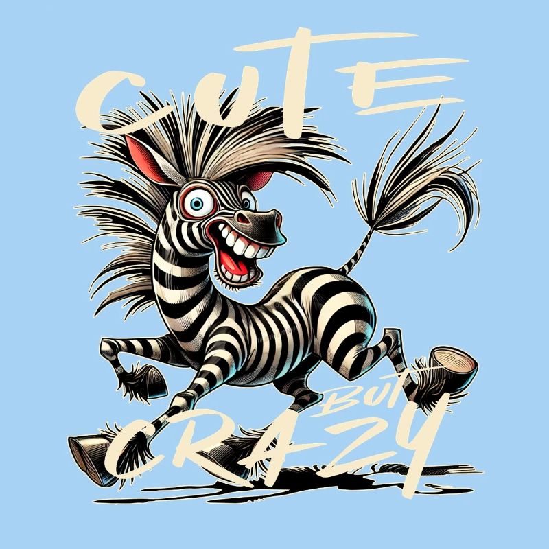 Cute but Crazy Zebra Comic Style Funny Motif