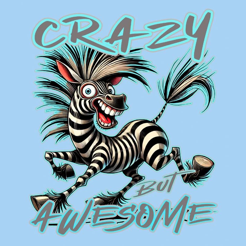 Crazy but Awesome Zebra Comic Style