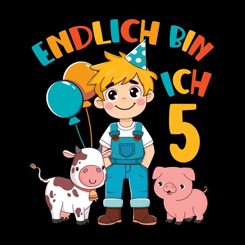 5 Jahre Bauer Endlich 5 Junge Geburtstagsmotiv