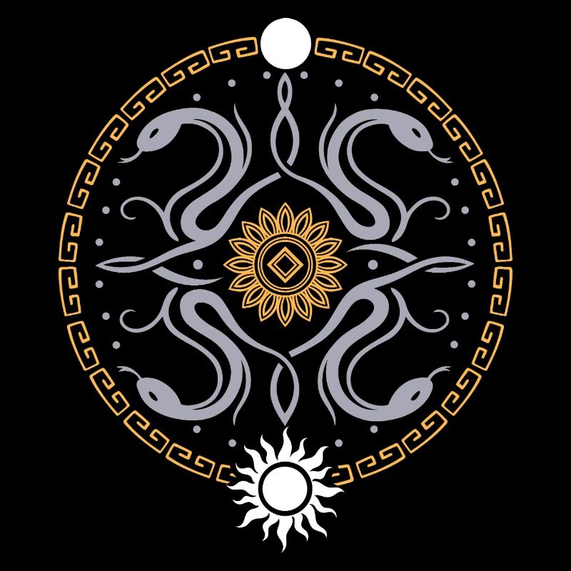 Roue serpentine avec soleil et lune
