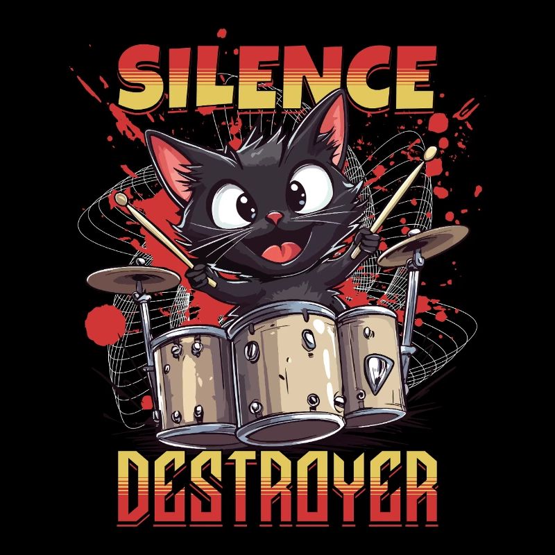 Drums Drums Silence Destroyer Cat Funny