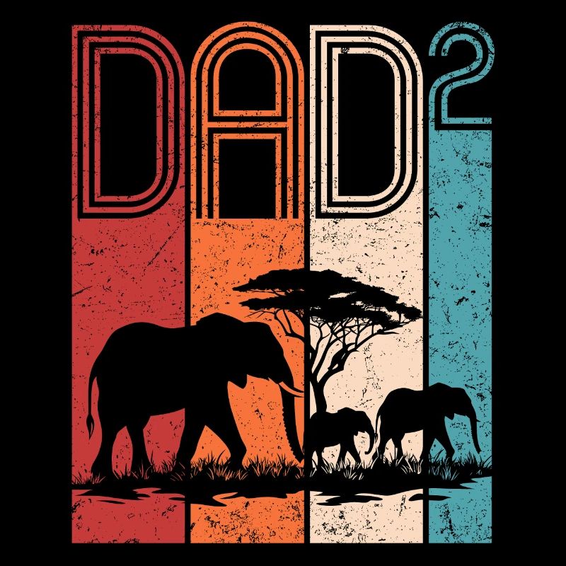 Father With Two Kids Elephant Gift Father's Day