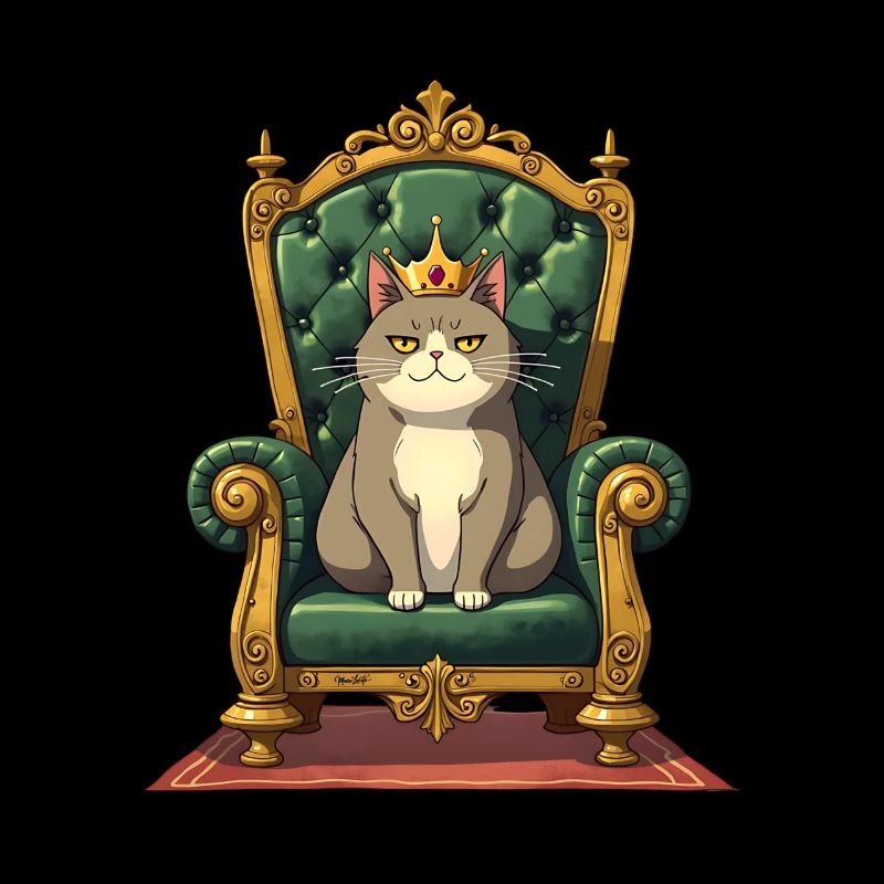 Royal Cat on Throne Funny Crown Design